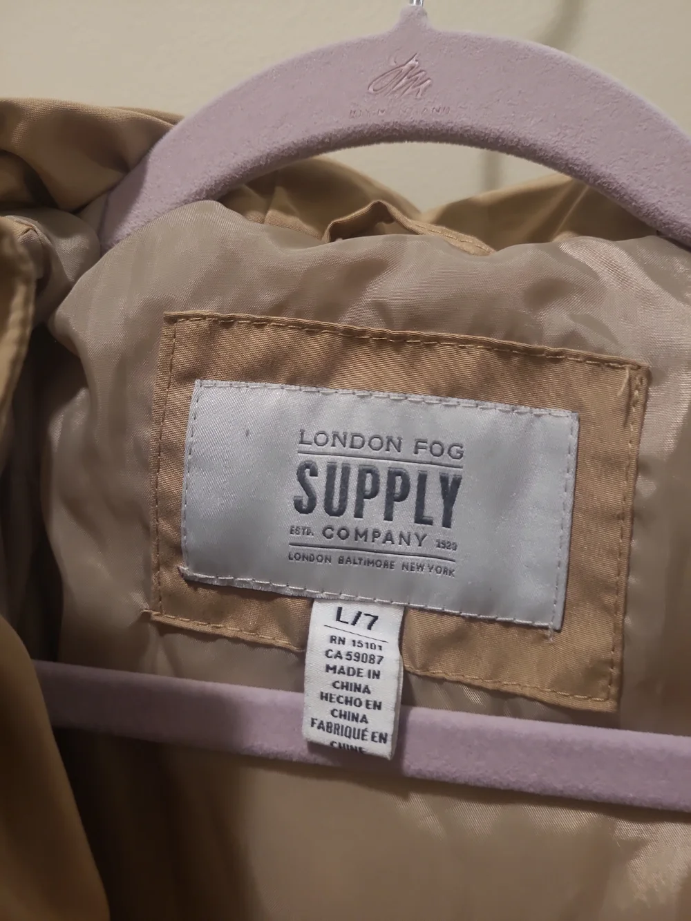 London Fog Kids L7 Hooded Puffer Jacket Tan Winter Coat